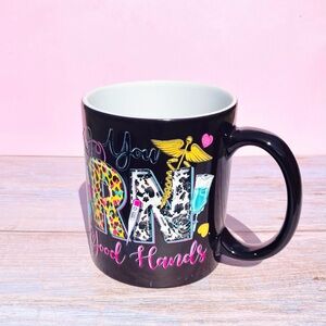 Color changing with heat mug. Black RN Mug with Colorful Design. Perfect gift.